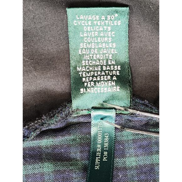 Ralph Lauren Plaid High Rise Straight Leg Pant Size 18 Blue Green Stretch Cotton - Picture 7 of 12